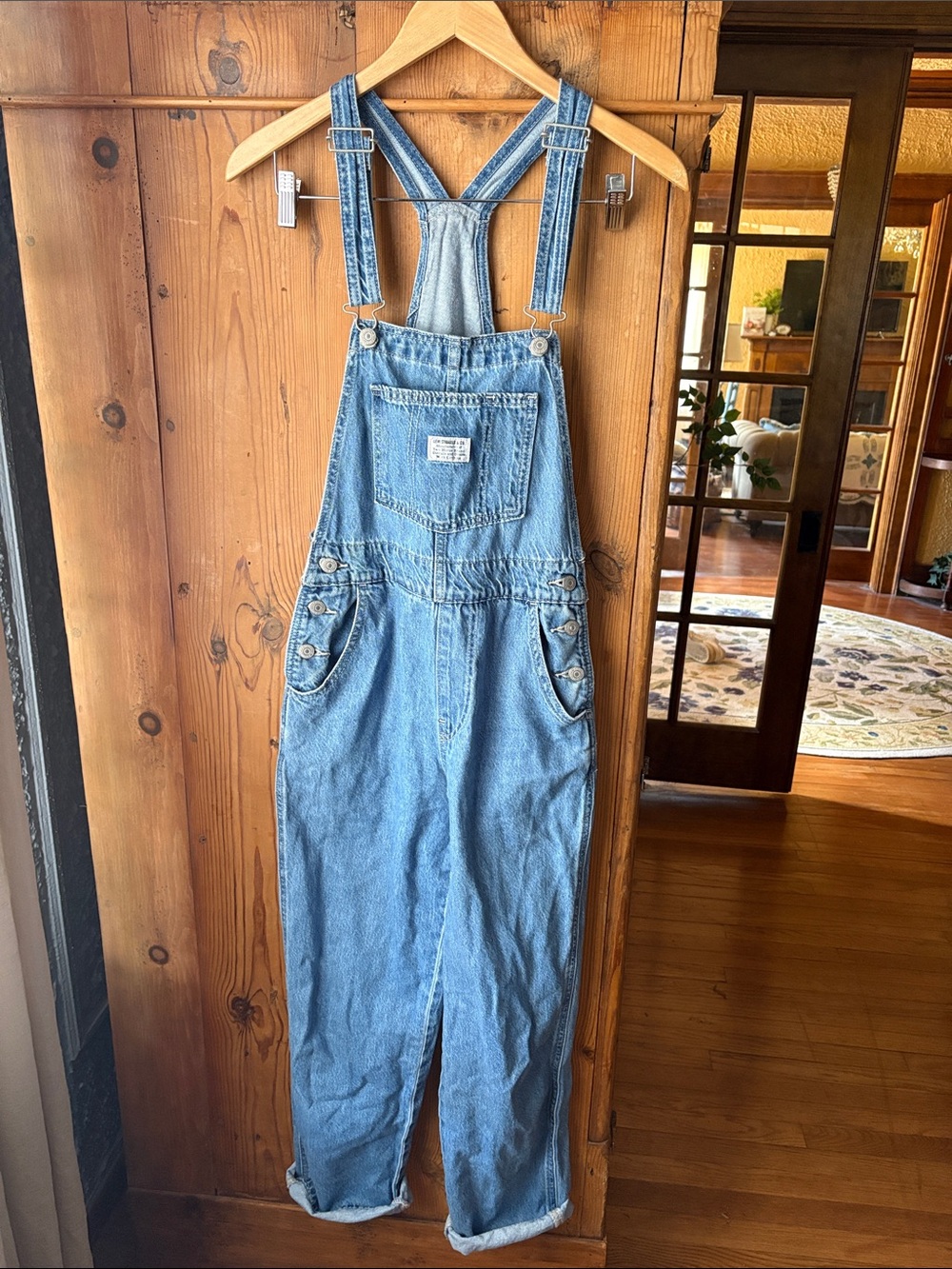 Blue Denim Straight-Leg Overalls